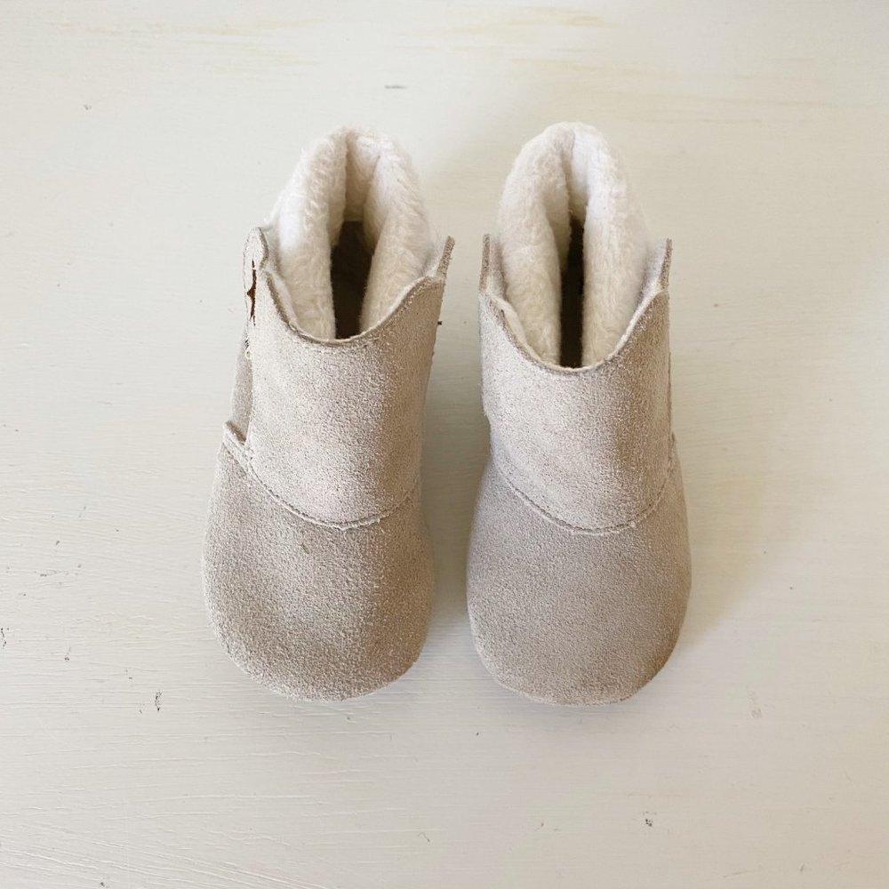 L'Amour Tan Booties Suede Leather Fleece Lined Star Infant Toddler 4 - Picture 2 of 9